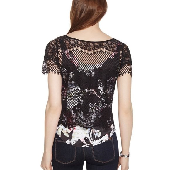 {WHBM} Layered Lace & Floral Tee - Picture 3 of 6
